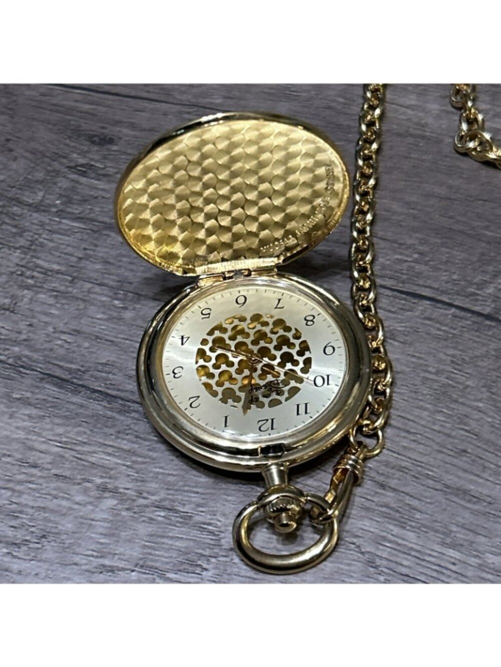 VTG Disney Mickey Mouse Gold Tone Sun Moon Dial Pocket Watch Rare MU1048 - Picture 3 of 4